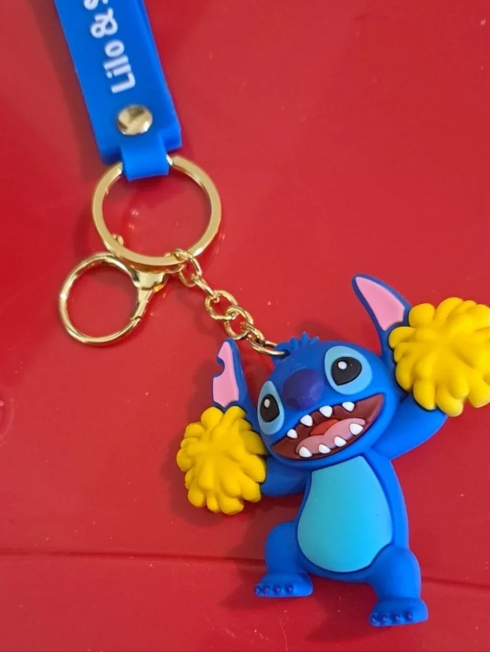Stitch Cheerleader Silicone Bag charm Keychain Large NEW